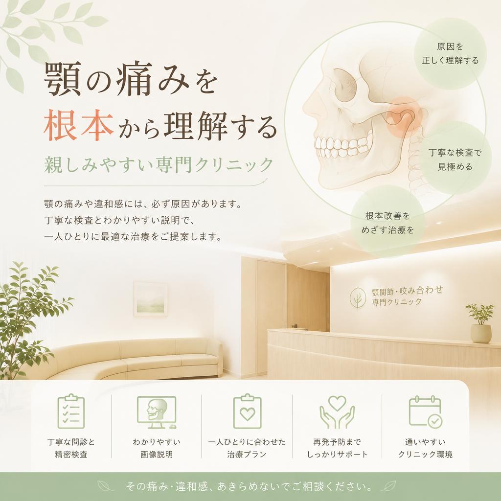 顎の痛みを根本から理解する、親しみやすい専門クリニック