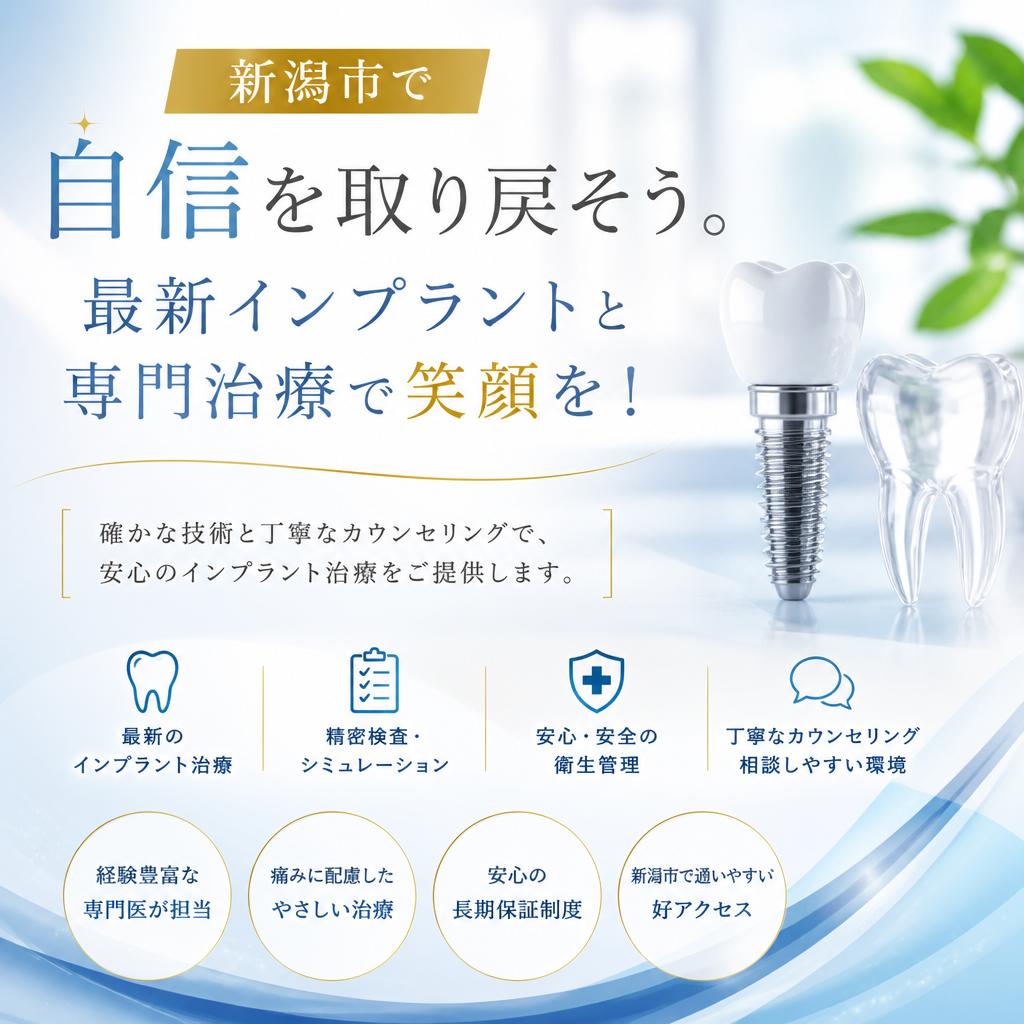新潟市で自信を取り戻そう。最新インプラントと専門治療で笑顔を！